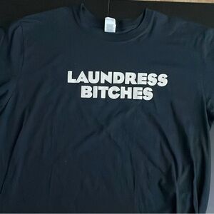 Black Graphic Novelty Short-Sleeve T-Shirt Bold White Text XL Woman’s TEE